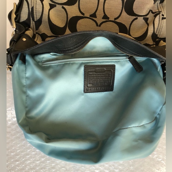 Coach Zoe Hobo shoulder bag Black signature C Leather Silver hardware EUC - Picture 13 of 16